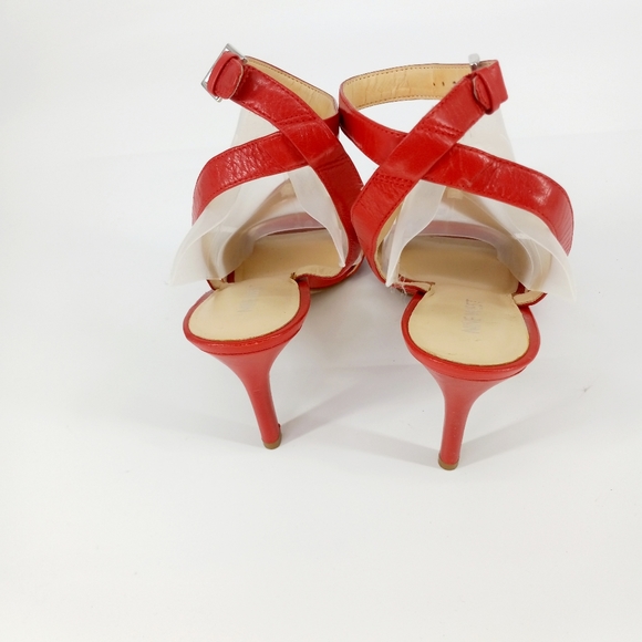 Nine West Size 8.5 Red Leather Strappy Low Heeled Sandals NEW - Picture 4 of 6